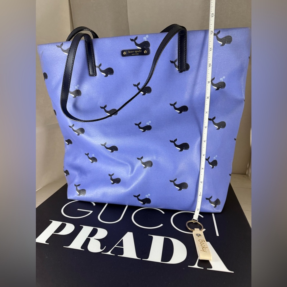 kate spade Blue Whale-Print Tote with Black Handles - Picture 6 of 8
